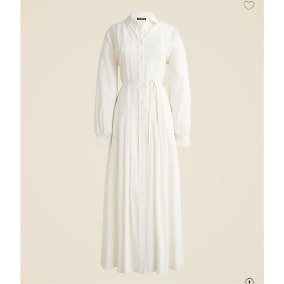 J. Crew Drapey pleated shirt-dress Ivory Size 0 NWT CH143 - Picture 2 of 9